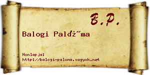 Balogi Palóma névjegykártya